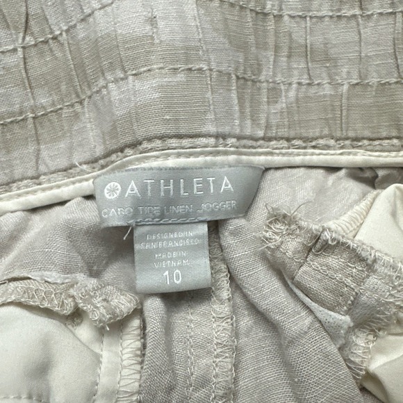 Athleta Cabo Tide Linen Jogger Women’s‎ 10 Beige Camo - Picture 3 of 11